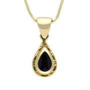 9ct Yellow Gold Whitby Jet Small Beaded Pear Necklace P165