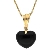 9ct Yellow Gold Whitby Jet Small Carved Heart Wavy Bale Necklace PUNQ0002912