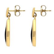 9ct Yellow Gold Whitby Jet Small Pointed Pear Drop Earrings E686