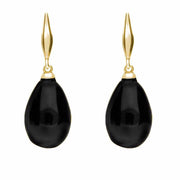 Sterling Silver Whitby Jet Tapered Top Pear Drop Stud Earrings E1487