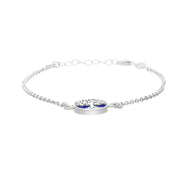Sterling Silver Lapis Lazuli Round Tree of Life Chain Bracelet