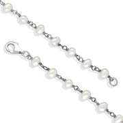00117736  Sterling Silver White Pearl Bead Chain Link Bracelet, B945W.
