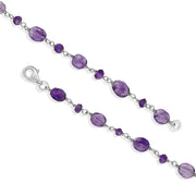 00117744  Sterling Silver Amethyst Bead Chain Link Bracelet, B945.