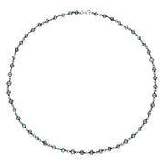 00117737 W Hamond Sterling Silver Black Pearl Bead Chain Link Necklace, N952_18B