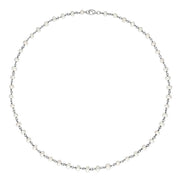 00117733 Sterling Silver White Pearl Bead Chain Link Necklace, N952_18W.