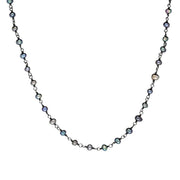 00117738 Sterling Silver Black Pearl Bead Chain Link Necklace, N952_24B.