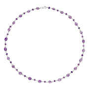 00117741 Sterling Silver Amethyst Bead Chain Link Necklace, N952_18.