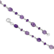 00117742  Sterling Silver Amethyst Bead Chain Link Necklace, N952_24.