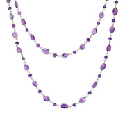 00117743 Sterling Silver Amethyst Bead Chain Link Necklace, N952_30.