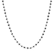 00117720 Sterling Silver Whitby Jet 4mm Bead Chain Link Necklace, N952_24.
