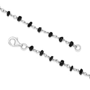 00117720  Sterling Silver Whitby Jet 4mm Bead Chain Link Necklace, N952_24.