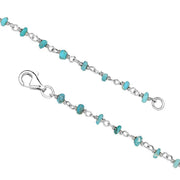 00117728  Sterling Silver Turquoise 3mm Bead Chain Link Necklace, N950_18.