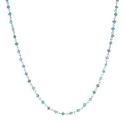 00117730 Sterling Silver Turquoise 3mm Bead Chain Link Necklace, N950_24.