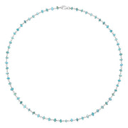 00109599 Sterling Silver Turquoise 4mm Bead Chain Link Necklace, N952_18.