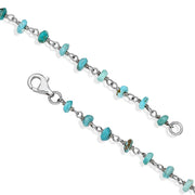 00117727  Sterling Silver Turquoise 4mm Bead Chain Link Necklace, N952_24.