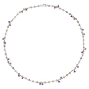 00117749 Sterling Silver Labradorite Amethyst 4mm Bead Chain Link Necklace, N952_18.