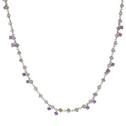 00117750  Sterling Silver Labradorite Amethyst 4mm Bead Chain Link Necklace, N952_24.