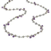 00117751 Sterling Silver Labradorite Amethyst 4mm Bead Chain Link Necklace, N952_30.