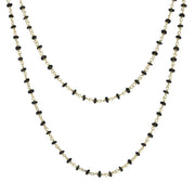 00117867 Yellow Gold Plate Whitby Jet 4mm Bead Chain Link Necklace, N952_30.
