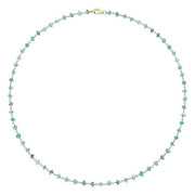 00117869 Yellow Gold Plate Turquoise 4mm Bead Chain Link Necklace, N952_18.