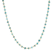 Yellow Gold Plate Turquoise 4mm Bead Chain Link Necklace, N952_24.