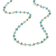 Yellow Gold Plate Turquoise 4mm Bead Chain Link Necklace, N952_30.