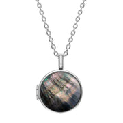 Sterling Silver Dark Mother of Pearl Small Round Locket, P3549C.