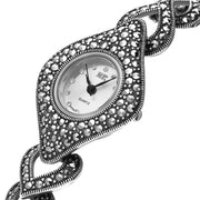 C W Sellors Sterling Silver Marcasite Diamond Bezel Heart Shaped Strap Watch. HW9 