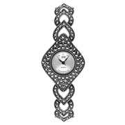 C W Sellors Sterling Silver Marcasite Diamond Bezel Heart Shaped Strap Watch. HW9 