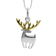 Sterling Silver and Yellow Gold Reindeer Silhouette Necklace P2975