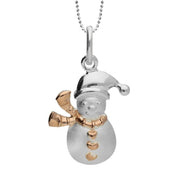 Sterling Silver Rose Gold Snowman Necklace, P2969.
