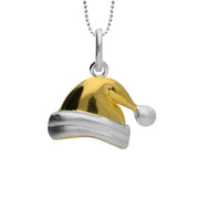 Silver Yellow Gold Santa Hat Necklace P2970