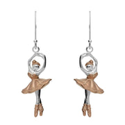 Sterling Silver Rose Gold Ballerina Hook Drop Earrings E2234
