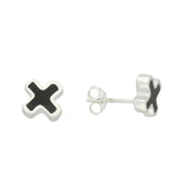 C W Sellors Silver and Whitby Jet Cross Shaped Stud Earrings, E1947.