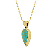 9ct Yellow Gold Turquoise Small Upside Down Pear Necklace
