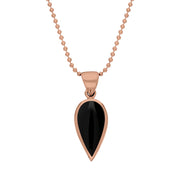 9ct Rose Gold Whitby Jet Small Upside Down Pear Necklace