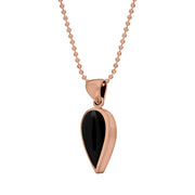 9ct Rose Gold Whitby Jet Small Upside Down Pear Necklace