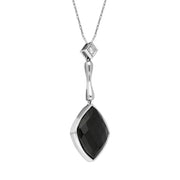 00027040 18ct White Gold Whitby Jet Diamond Faceted Cushion Necklace, JDS_3