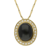 00029389 18ct Yellow Gold Whitby Jet Diamond Oval Pave Set Necklace, P1792C.