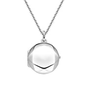 00119501 Sterling Silver Small Round Faceted Edge Keepsake Locket, P2626C. 