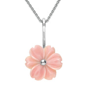 Sterling Silver Pink Conch Dahlia Tuberose Necklace, P2856