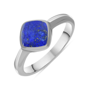 Sterling Silver Lapis Lazuli Cushion Ring, R406.