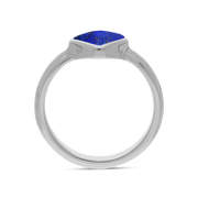 Sterling Silver Lapis Lazuli Cushion Ring, R406.