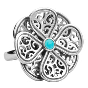 Sterling Silver Turquoise Flore Eight Petal Flower Ringr R808