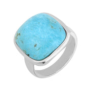 00122350 C W Sellors Sterling Silver Turquoise Medium Chunky Cushion Top Ring, R835.