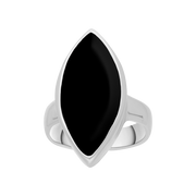 Sterling Silver Whitby Jet Marquise Ring, R837