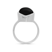 Sterling Silver Whitby Jet Marquise Ring, R837