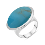Sterling Silver Turquoise Wide Oval Flow Ring, R839.
