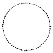 Rhodium Plate Whitby Jet 4mm Bead Chain Link Necklace, N952_16.