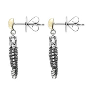 Sterling Silver Small Stone Coquina Seahorse Drop Earrings, E1936
